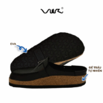 Dép Sục Đế Trấu Da Bò Thật Unisex Nam Nữ Vuki Mule - ĐenFWSDSS26A00700202 - Ảnh 3