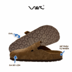Dép đế trấu sục da bò lộn Vuki Nâu FWSDSS26A00900302 - Ảnh 3