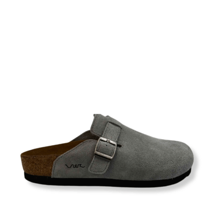 Dép đế trấu sục da bò lộn Vuki Xám FWSDSS26A00901002